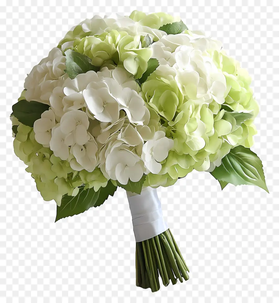 Bouquet De Mariée，Bouquet D'hortensias Verts Et Blancs PNG