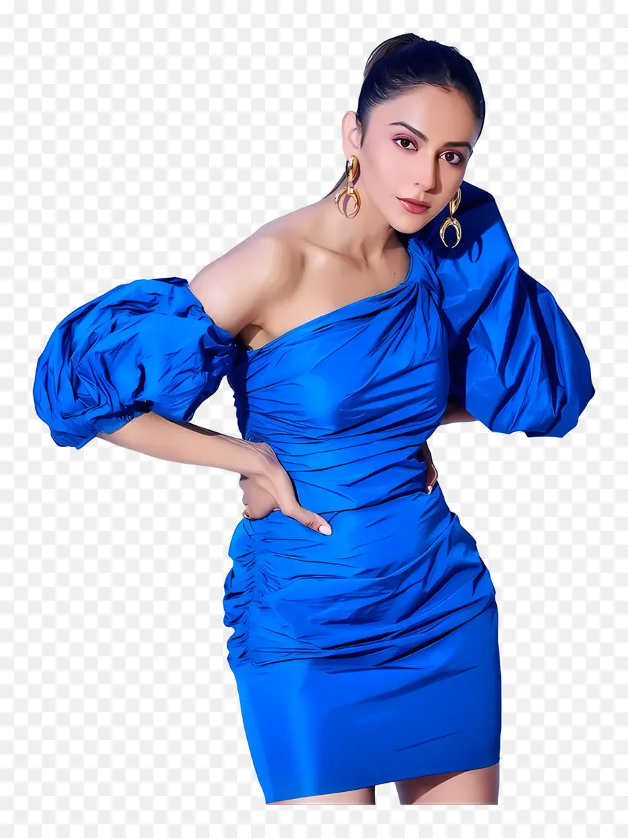 Rakul Preet Singh，Robe Bleue PNG