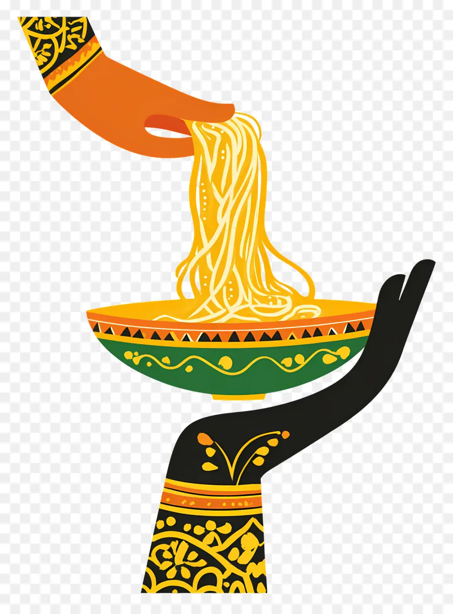 Main Indienne，Main Décorée Avec Des Nouilles PNG