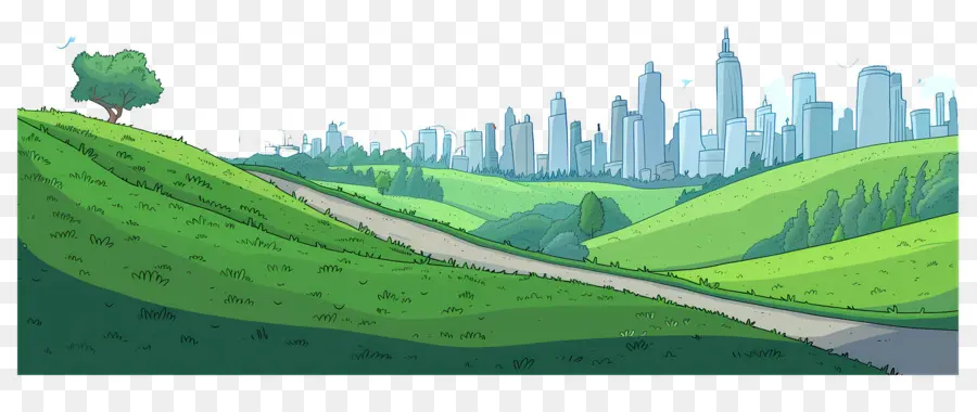 Route De Dessin Animé，Horizon De La Ville PNG