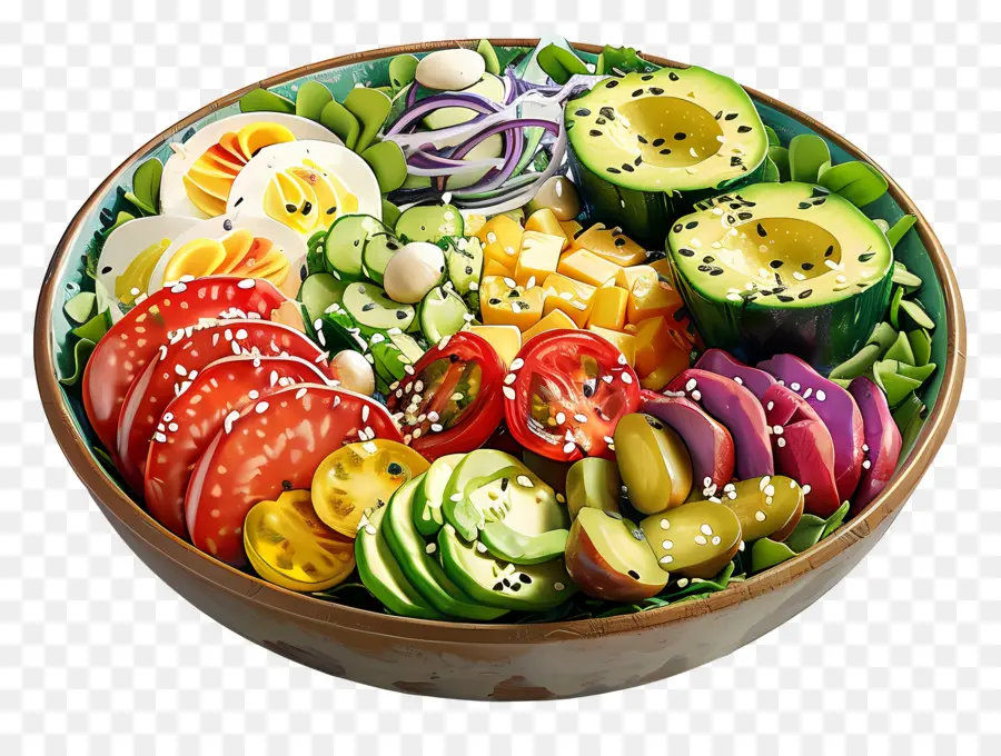 Salade Cobb，Saladier Coloré PNG