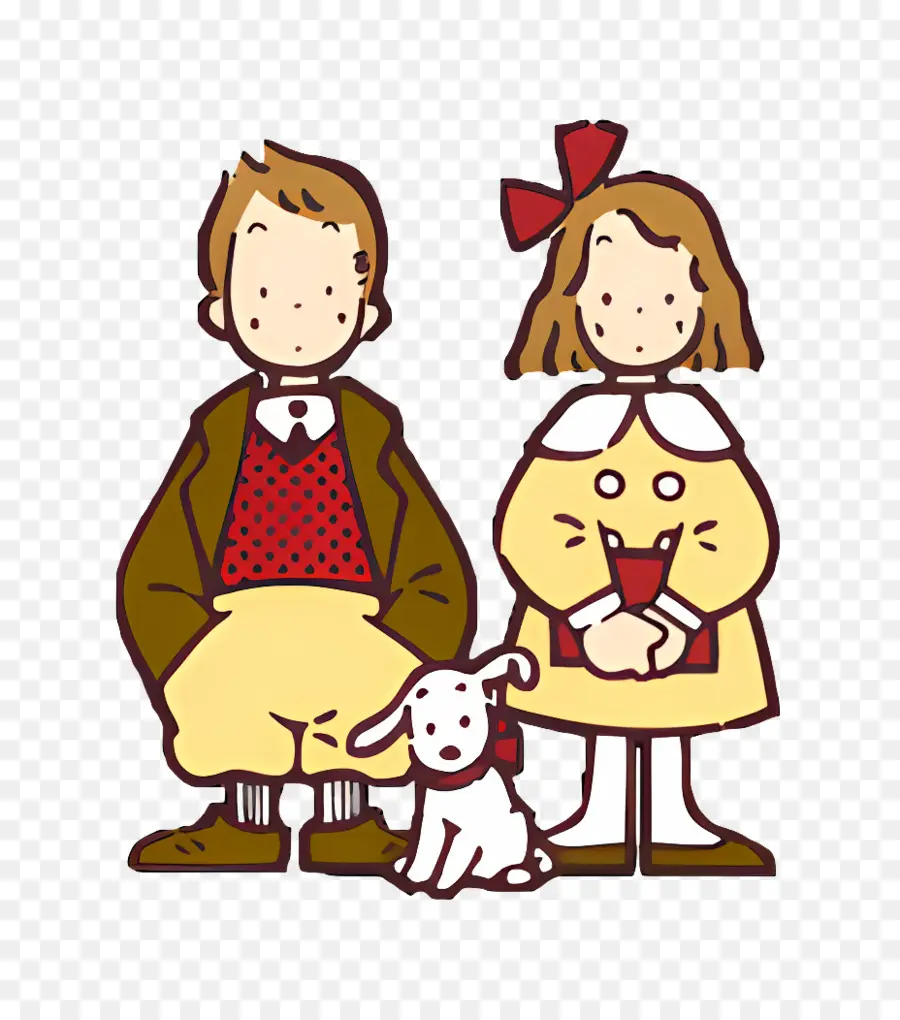 Duo De Vaudeville，Garçon Et Fille Avec Chien PNG