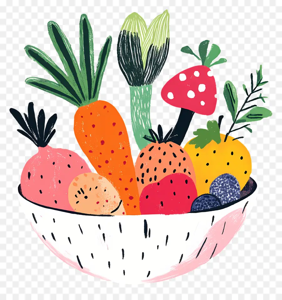 Fruits Et Légumes，Bol De Légumes Et De Fruits PNG