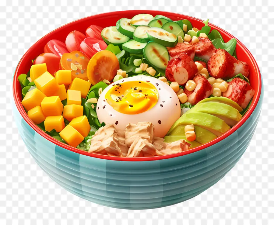 Salade Cobb，Saladier Coloré PNG