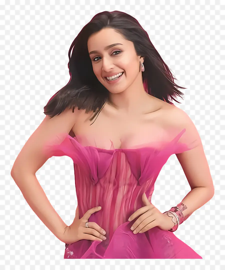 Shraddha Kapoor，Femme En Robe Rose PNG