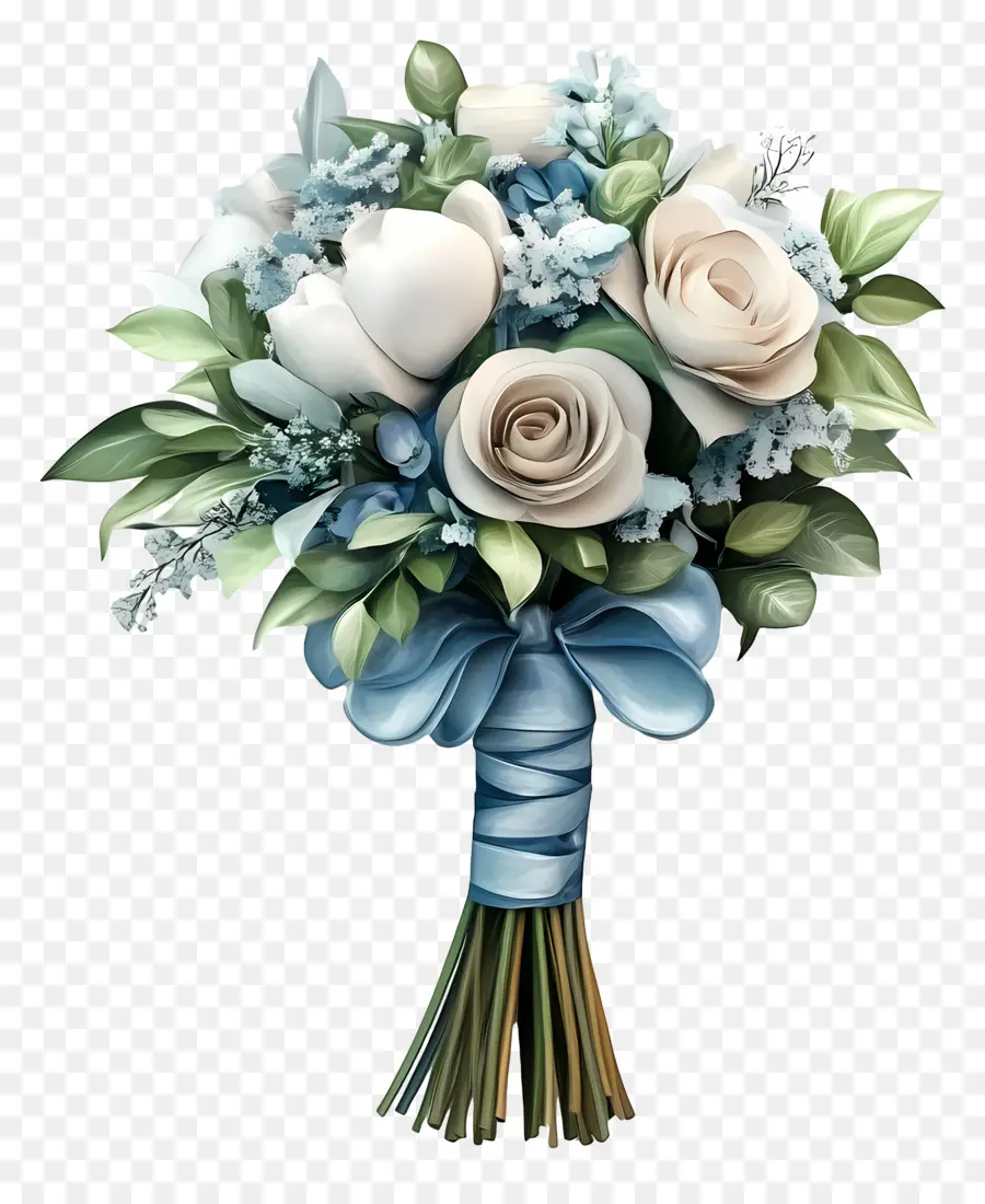 Bouquet De Mariée，Bouquet Blanc Et Bleu PNG