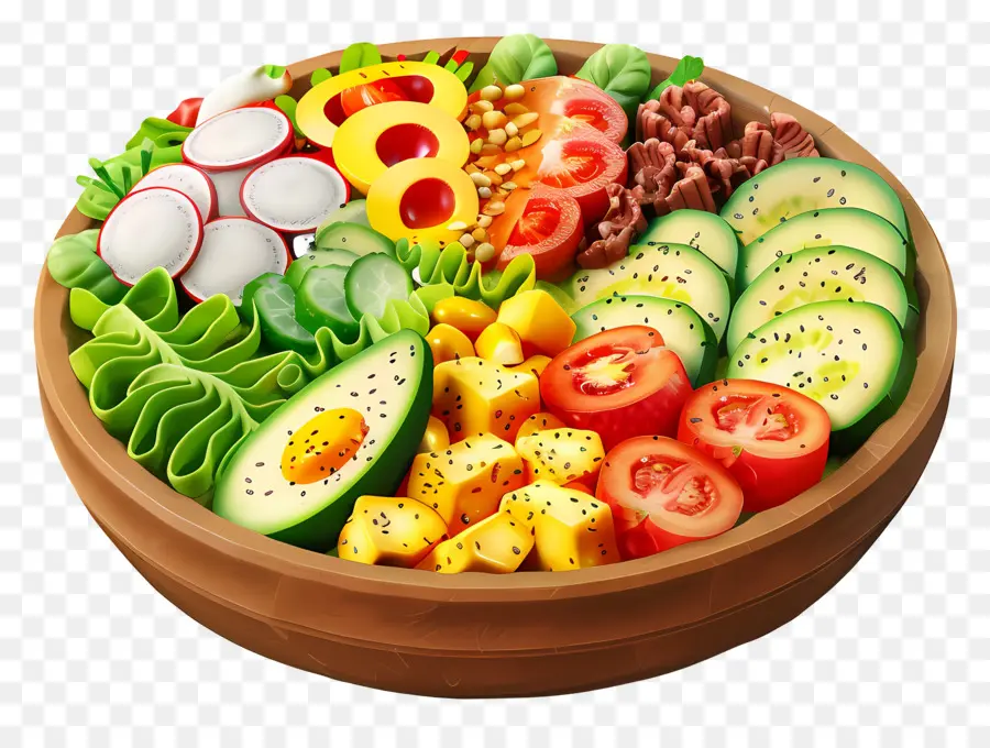 Salade Cobb，Saladier Coloré PNG