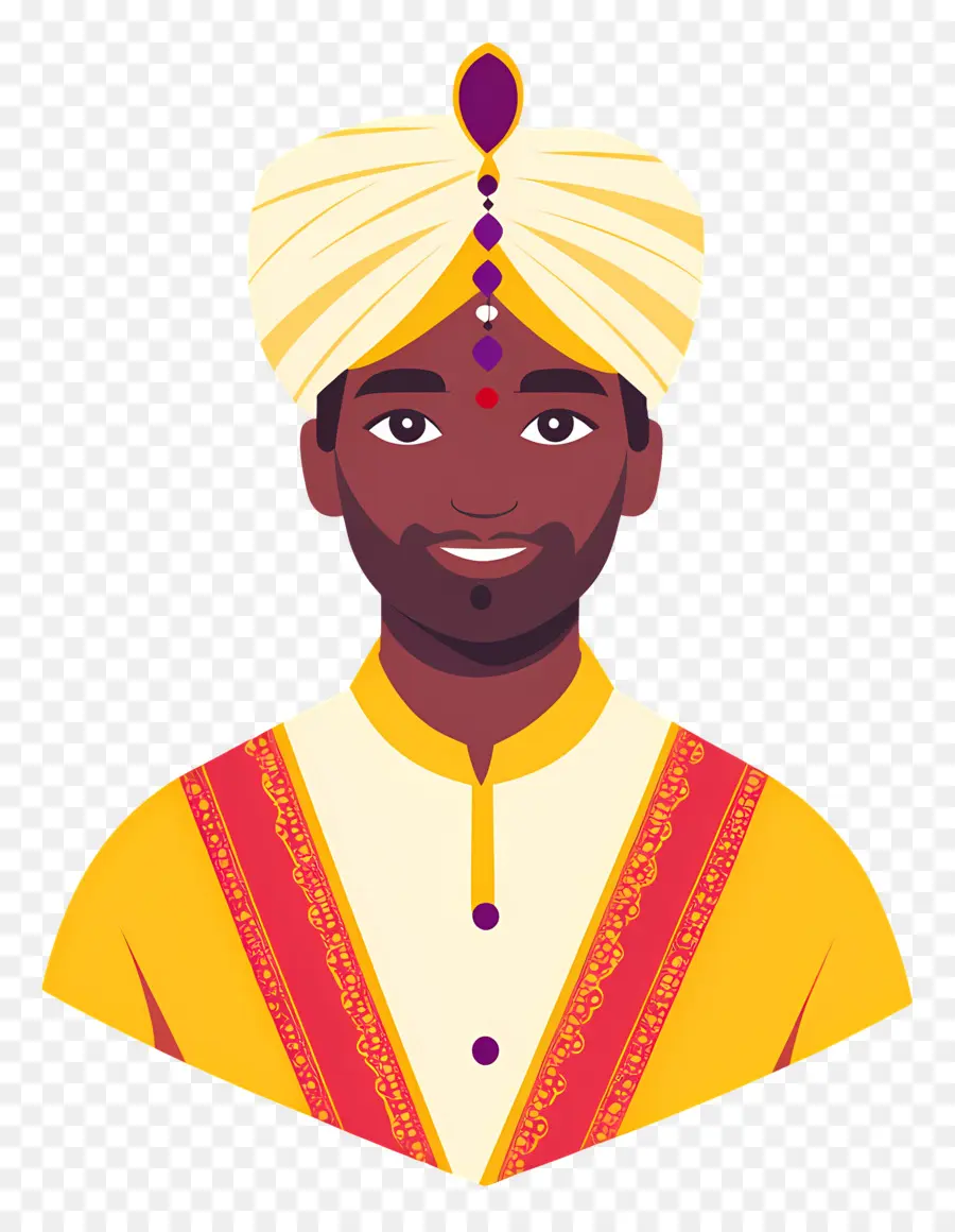 Turban Indien，Homme En Tenue Traditionnelle PNG