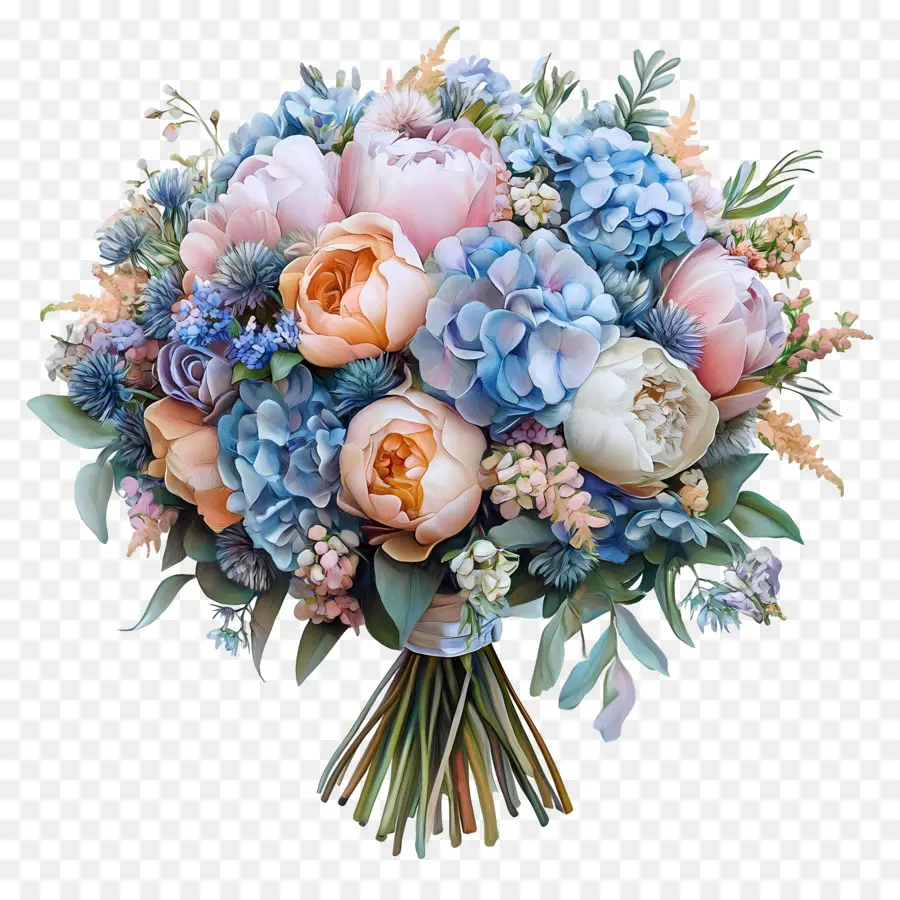 Bouquet De Mariée，Bouquet Blanc Et Vert PNG