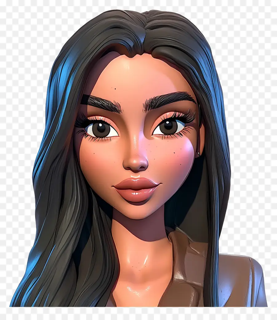 Kim Kardashian，Personnage 3d Aux Cheveux Longs PNG