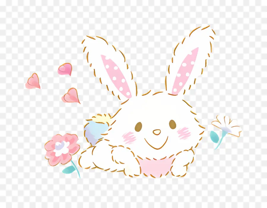 Souhaite Moi Mell，Lapin Mignon Avec Des Fleurs PNG