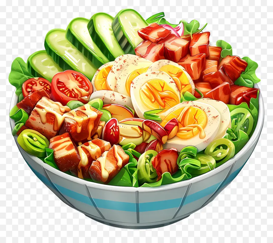 Salade Cobb，Saladier Coloré PNG