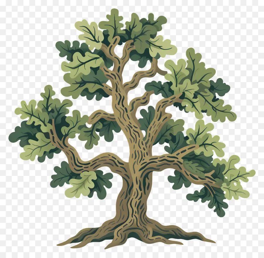 Chêne，Arbre Détaillé PNG