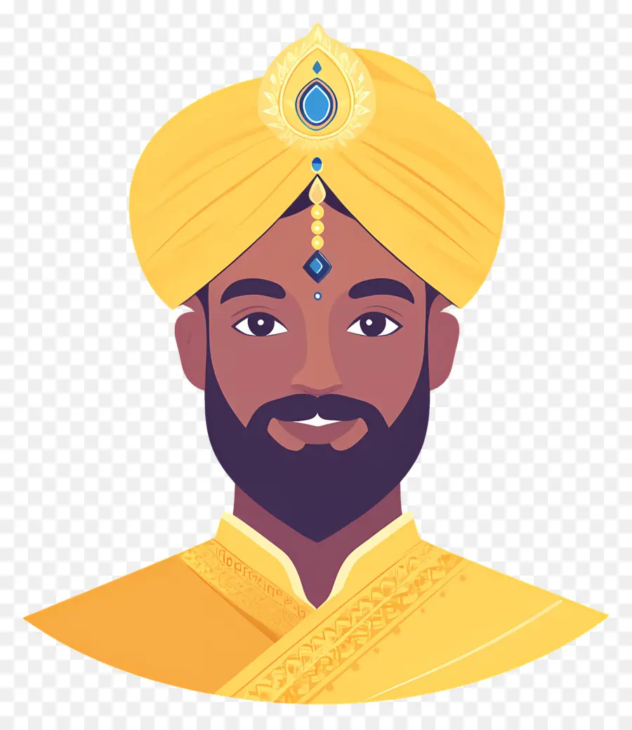 Turban Indien，Homme En Tenue Traditionnelle PNG