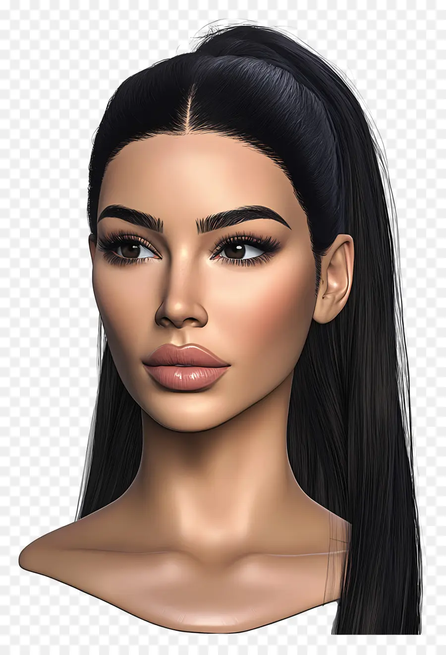 Kim Kardashian，Personnage Réaliste Avec Queue De Cheval PNG