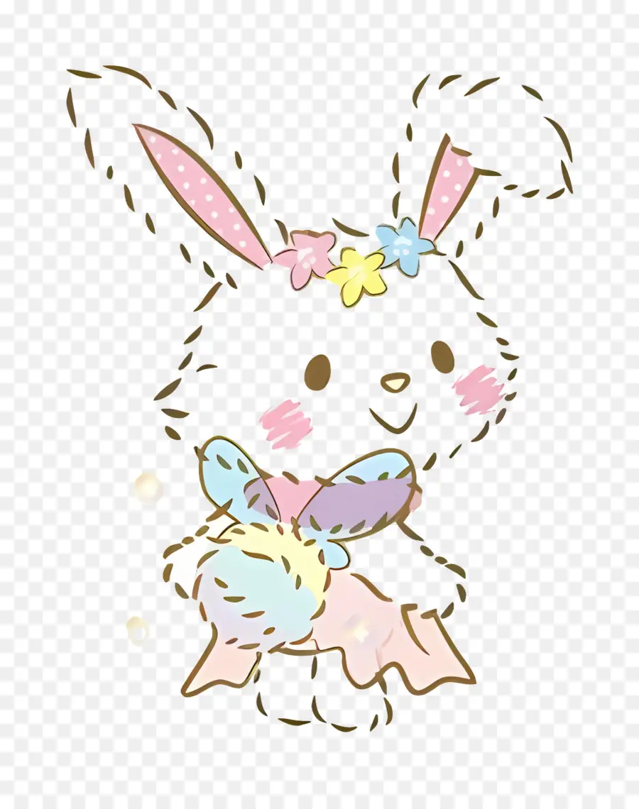 Souhaite Moi Mell，Lapin Mignon Avec Des Fleurs PNG