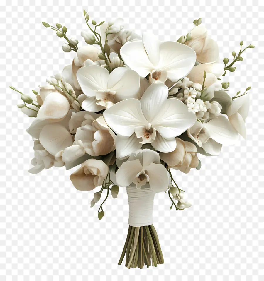 Bouquet De Mariée，Bouquet D'orchidées Blanches PNG