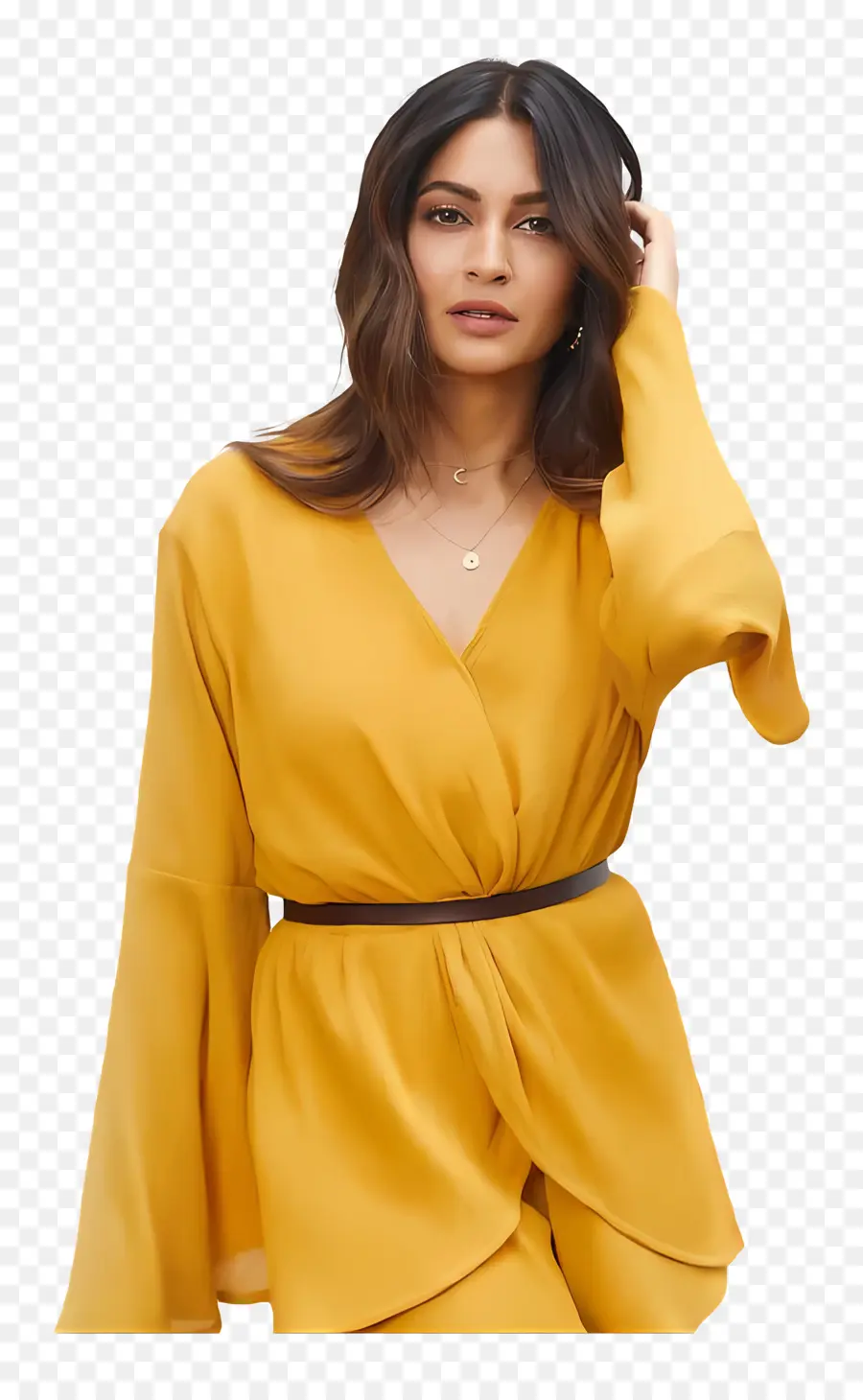 Kriti Kharbanda，Robe Jaune PNG