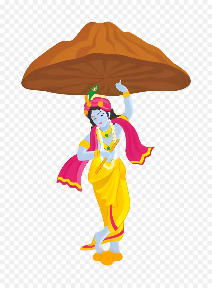 Govardhan Puja，Krishna Avec La Montagne PNG