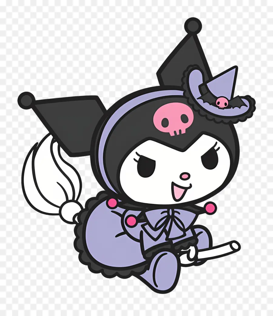 Kuromi，Personnage De Dessin Animé En Costume De Sorcière PNG