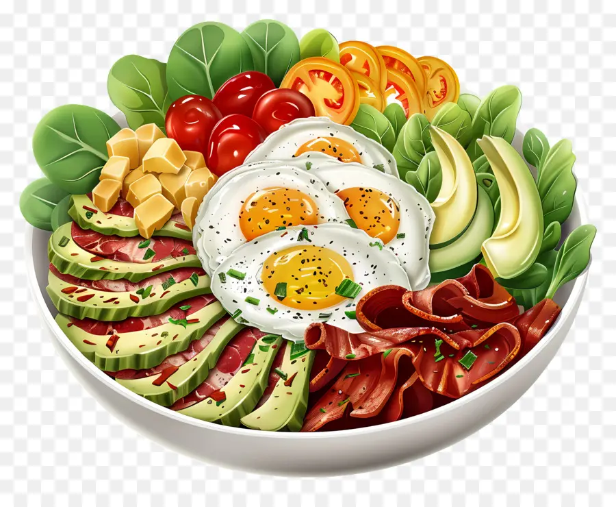 Salade Cobb，Saladier Coloré PNG