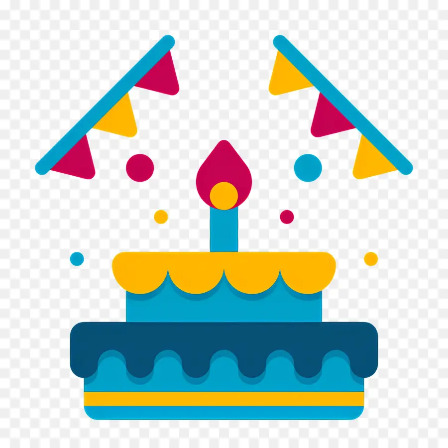 Gâteau D'anniversaire，Gâteau Coloré Avec Bougie PNG