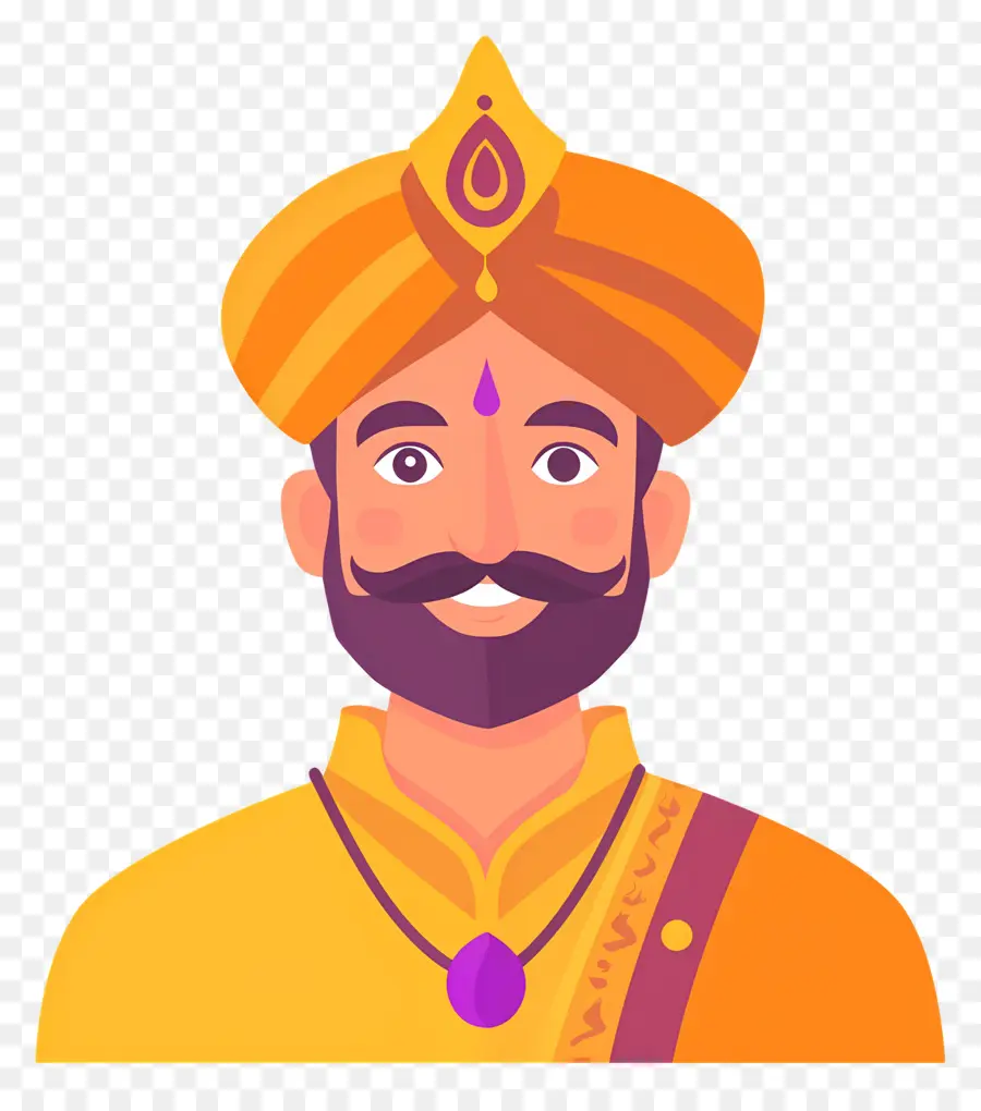 Turban Indien，Homme En Tenue Traditionnelle PNG