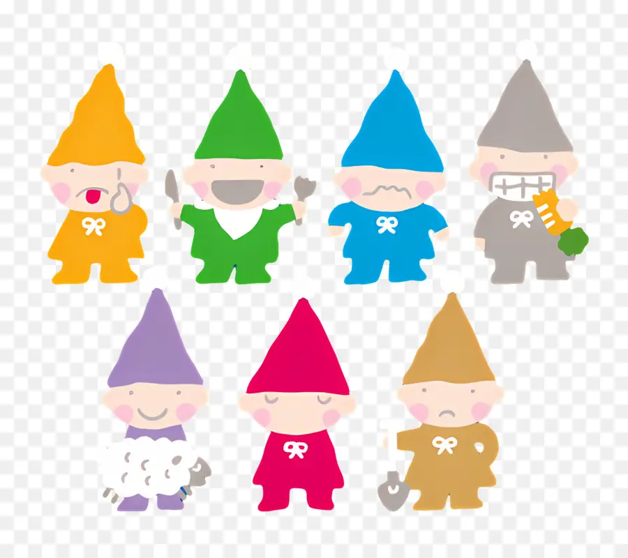 Sept Nains Idiots，Gnomes Colorés PNG