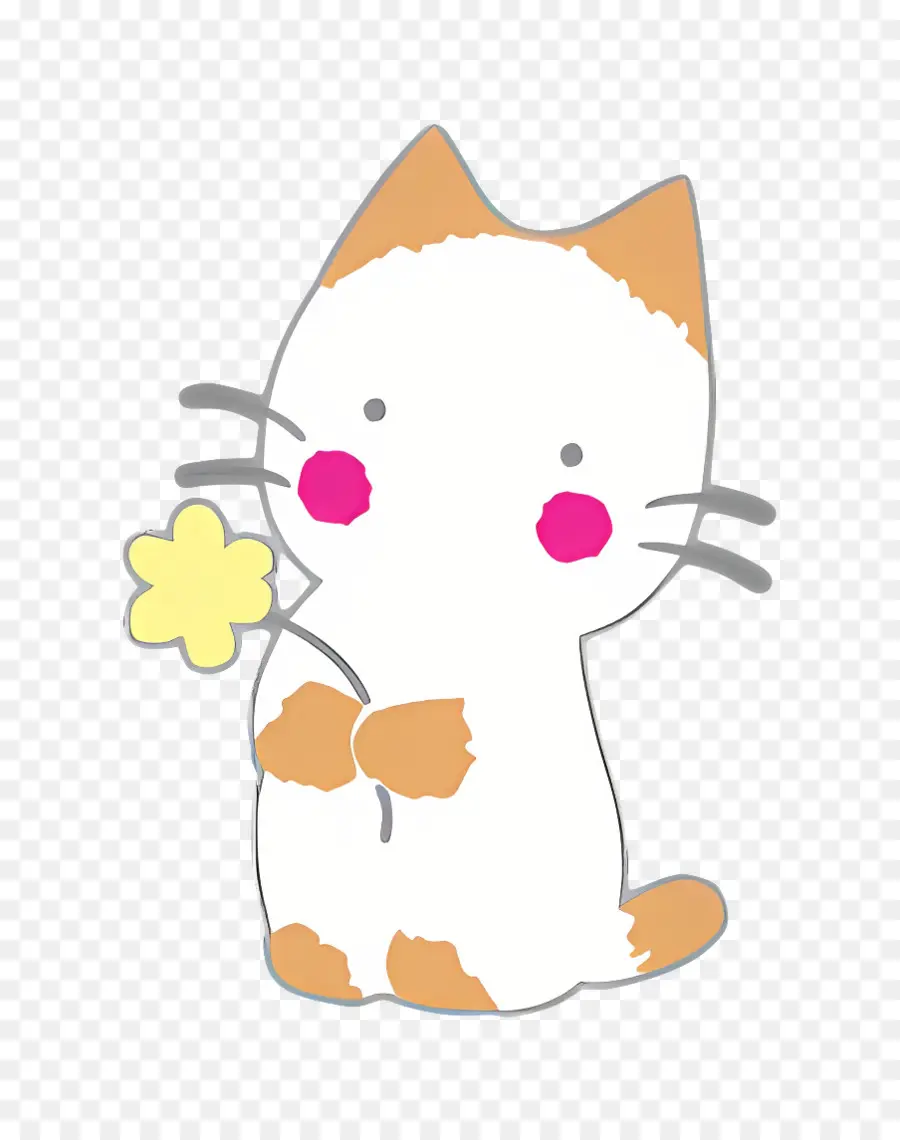 Mellotune，Chat Mignon Avec Fleur PNG