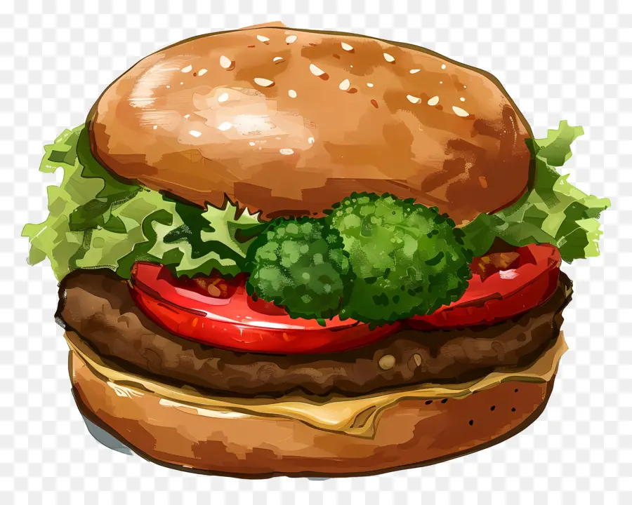 Burger Végétarien，Hamburger PNG