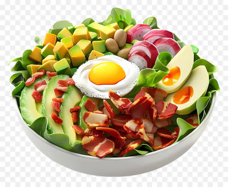 Salade Cobb，Saladier Coloré PNG