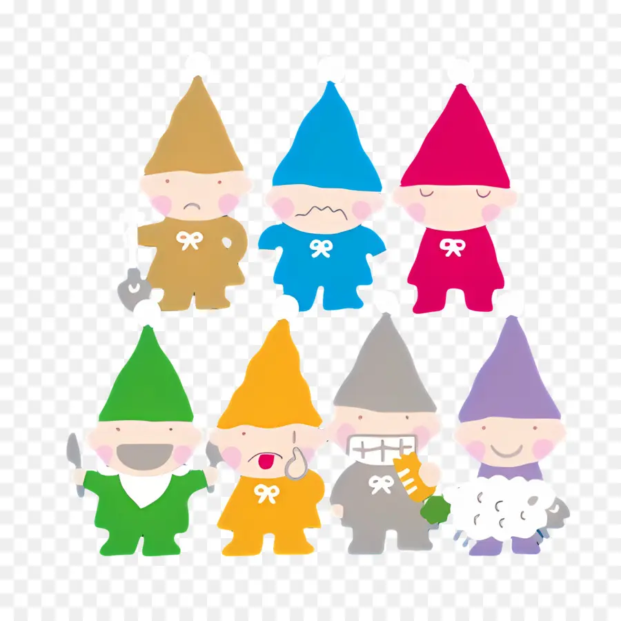 Sept Nains Idiots，Gnomes Colorés PNG