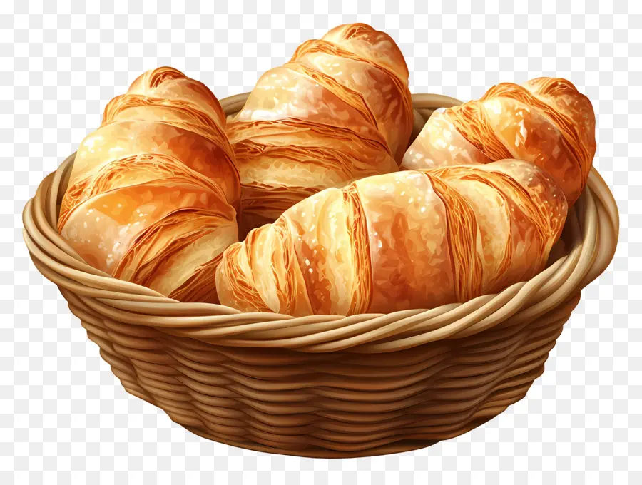 Corbeille à Pain，Panier De Croissants PNG