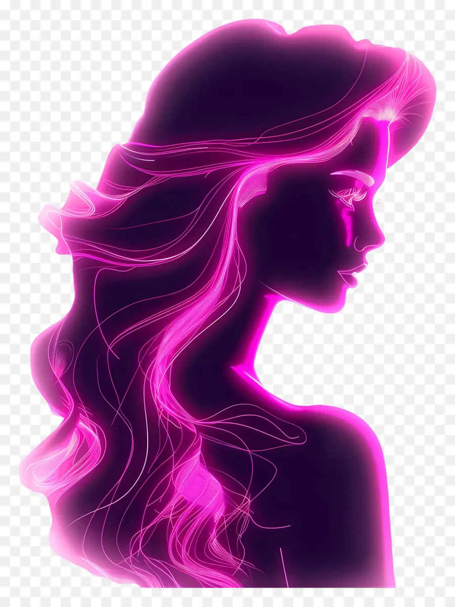 Silhouette De Barbie Rose，Femme Néon PNG