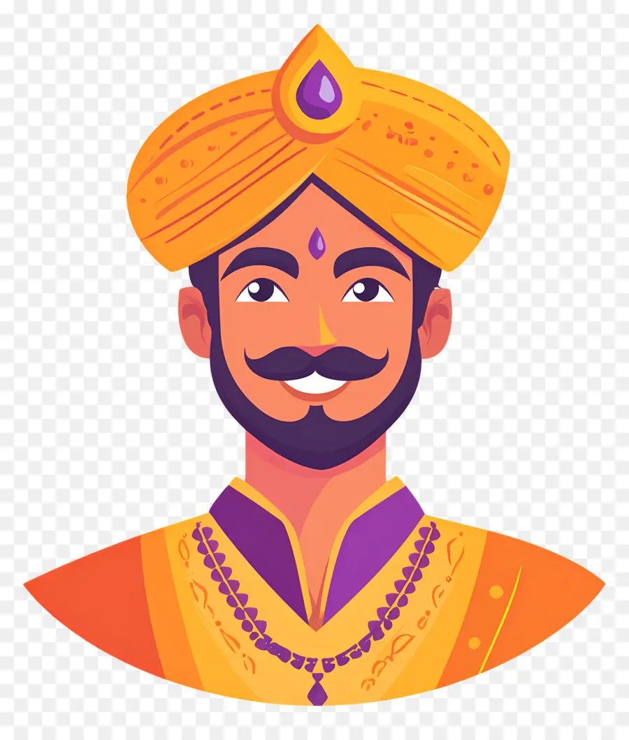 Turban Indien，Homme En Tenue Traditionnelle PNG