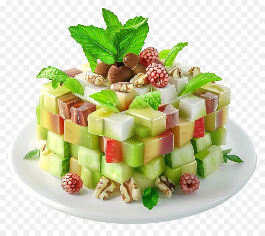 Salade Waldorf，Cube De Salade De Fruits PNG