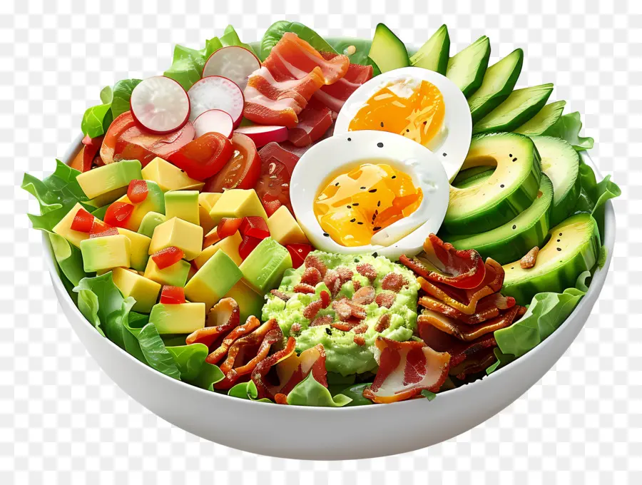 Salade Cobb，Saladier Coloré PNG