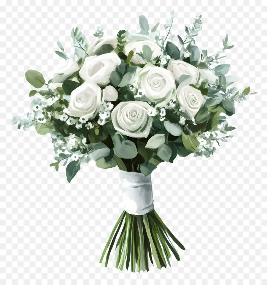 Bouquet De Mariée，Bouquet De Roses Blanches PNG