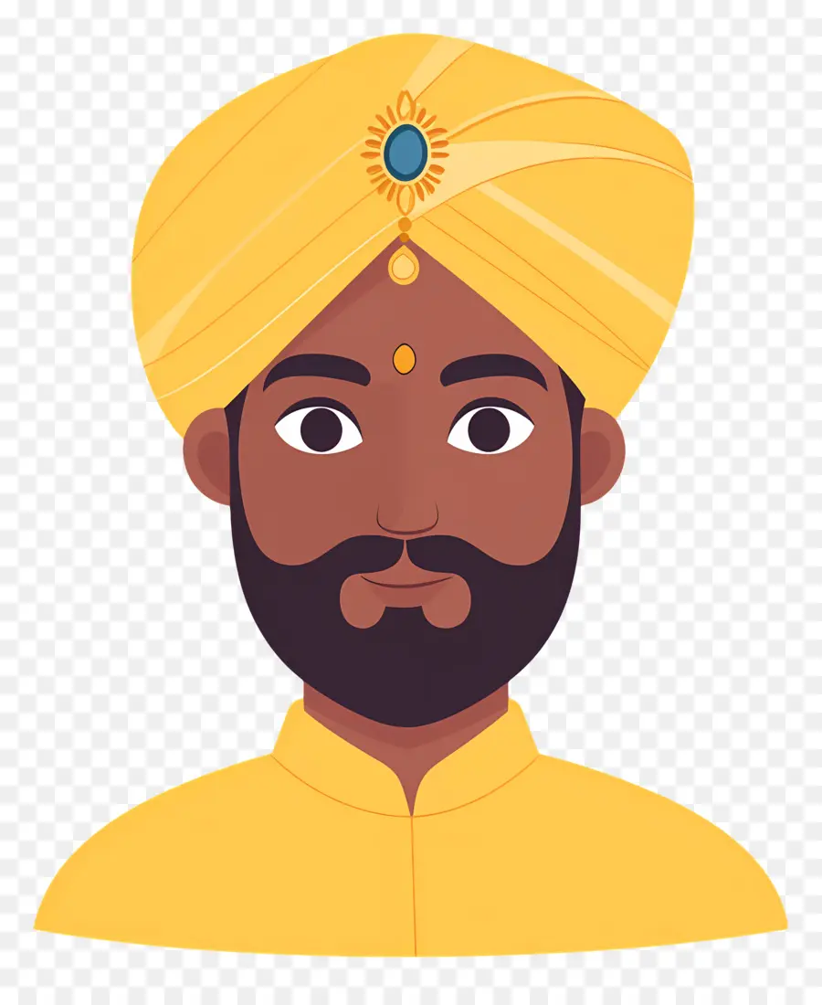 Turban Indien，Homme En Tenue Traditionnelle PNG