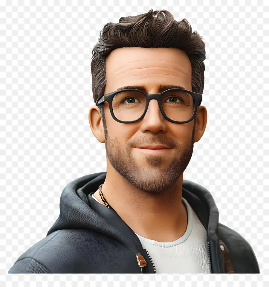 Ryan Reynolds，Homme De Dessin Animé Avec Des Lunettes PNG