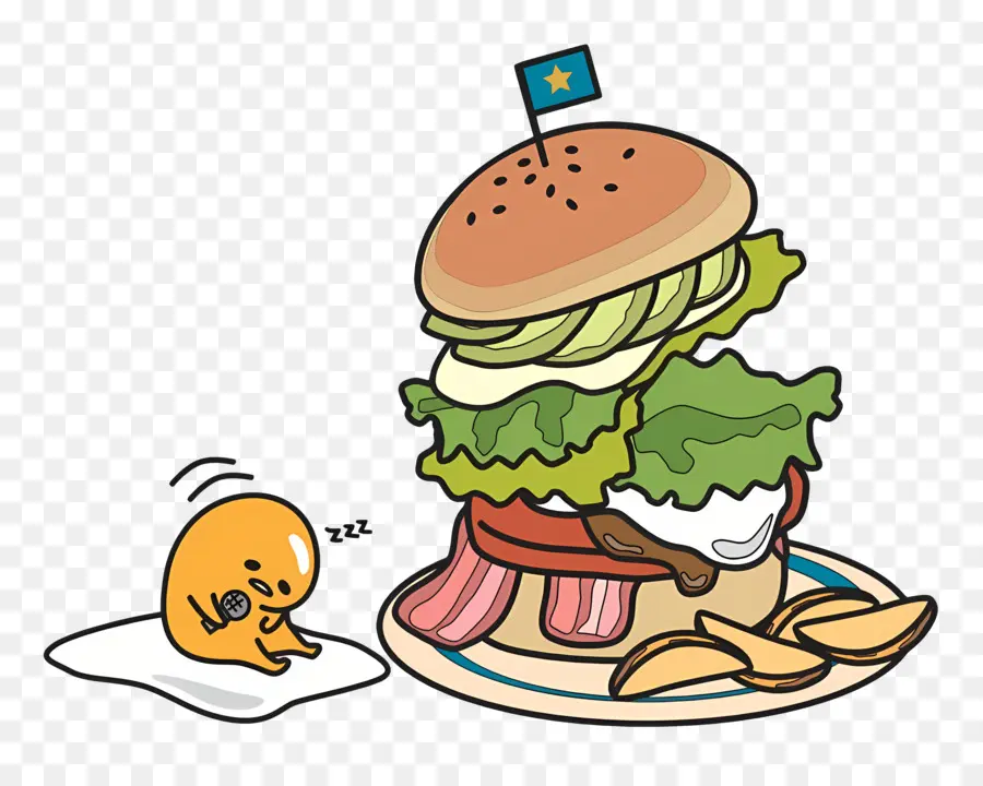 Gudetama，Oeuf Paresseux Et Burger PNG