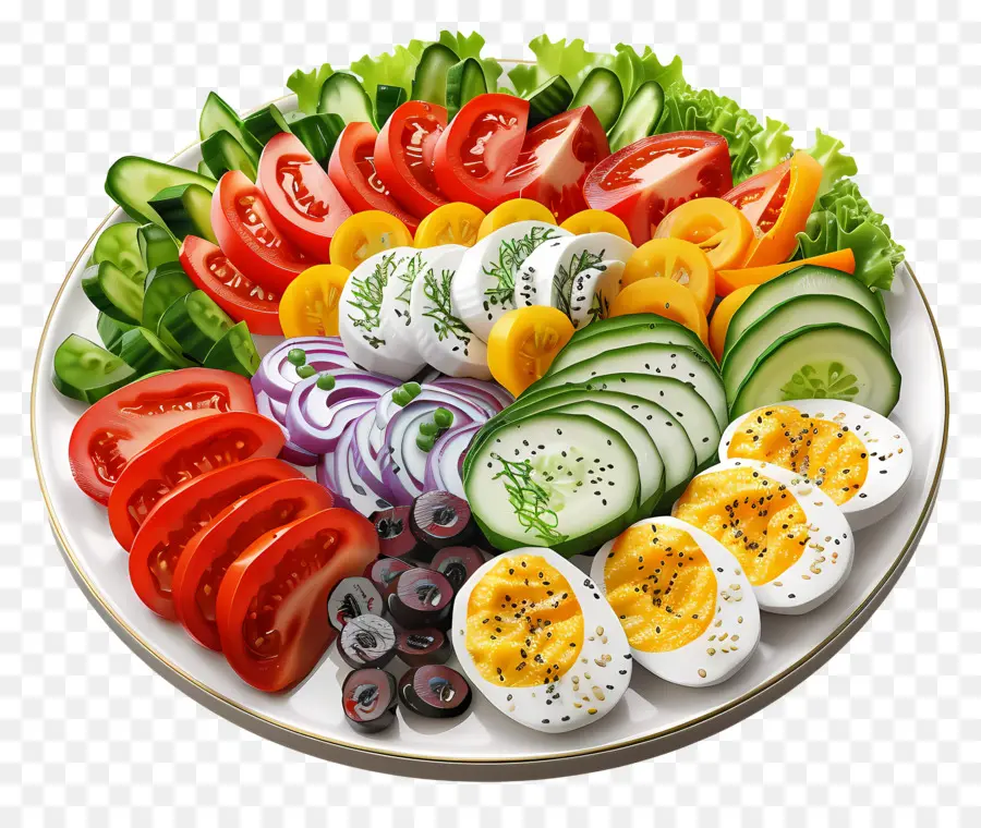 Salade Cobb，Assiette De Légumes PNG