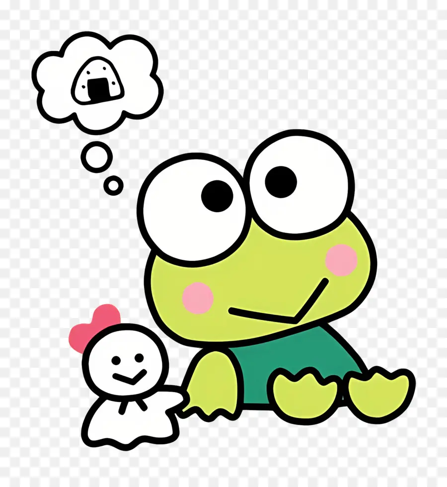 Keroppi，Grenouille Verte Avec Bulle De Pensée PNG