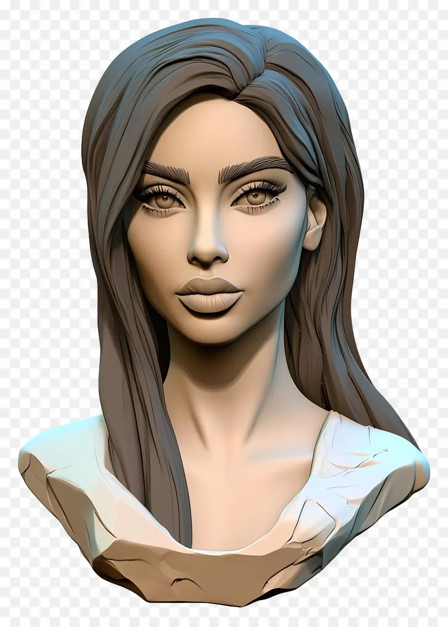 Kim Kardashian，Sculpture D'un Personnage Aux Cheveux Longs PNG