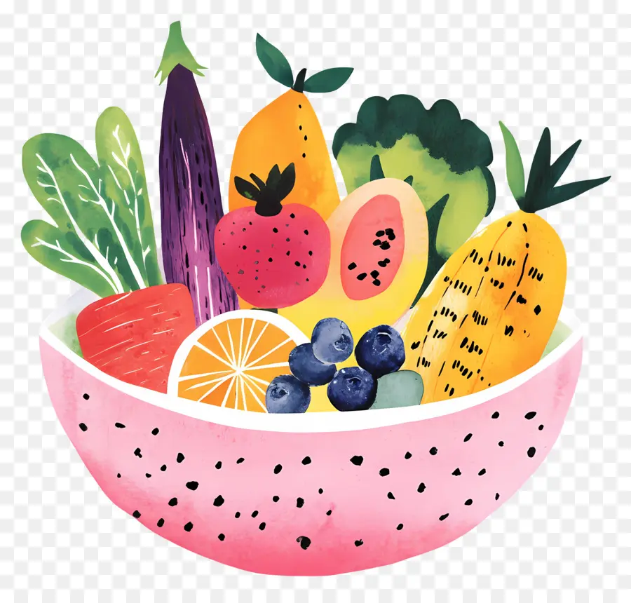 Fruits Et Légumes，Bol De Fruits Coloré PNG