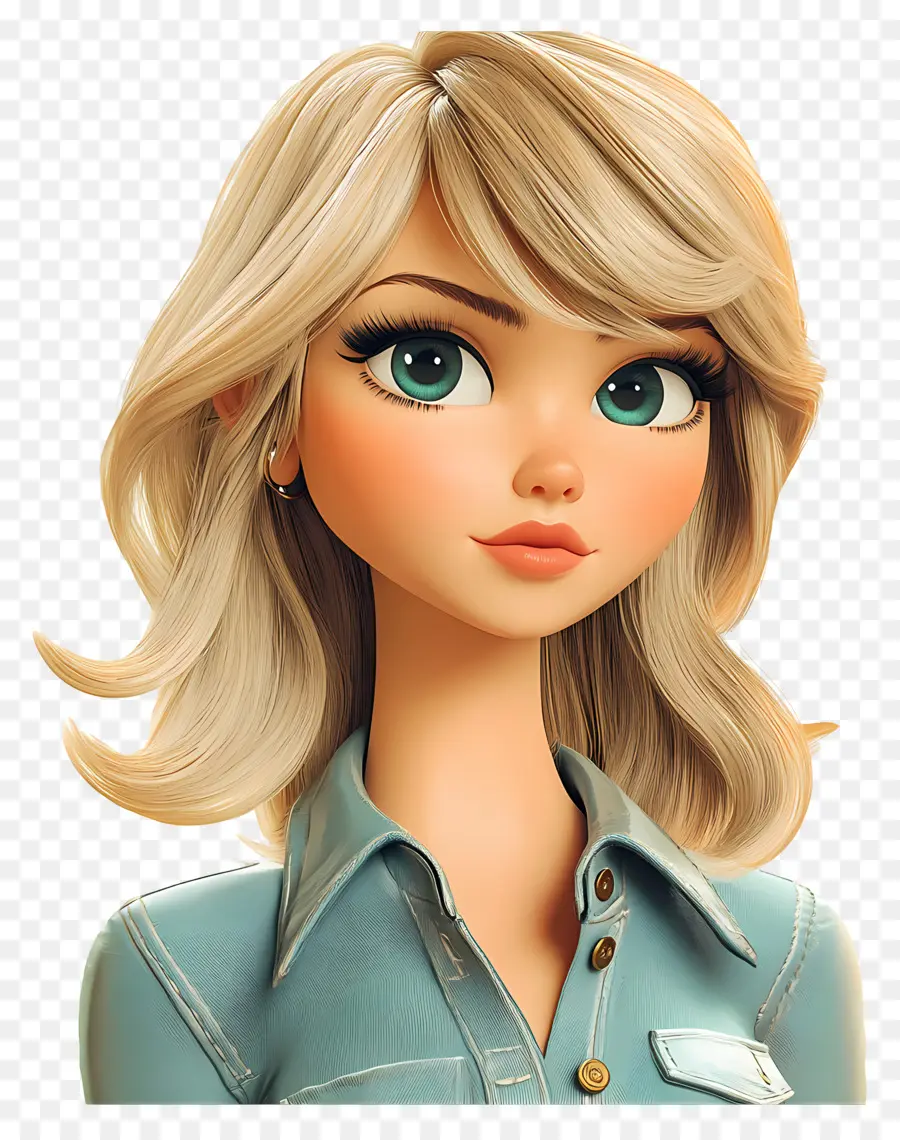 Taylor Swift，Femme De Dessin Animé Avec Des Boucles PNG