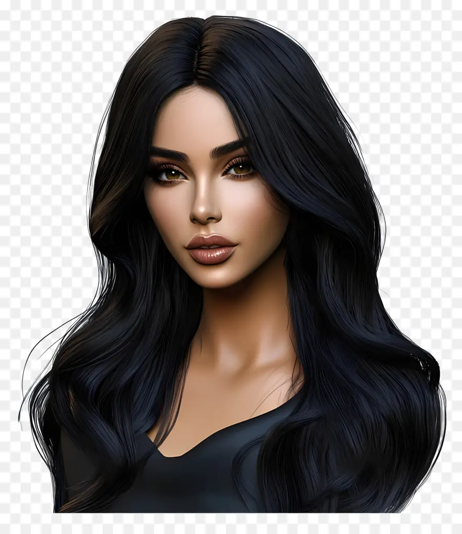 Kim Kardashian，Femme Aux Cheveux Noirs PNG