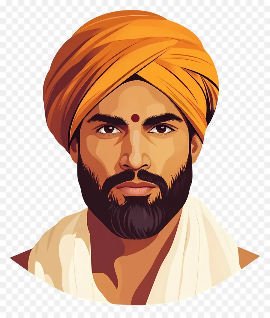 Turban Indien，Homme En Tenue Traditionnelle PNG