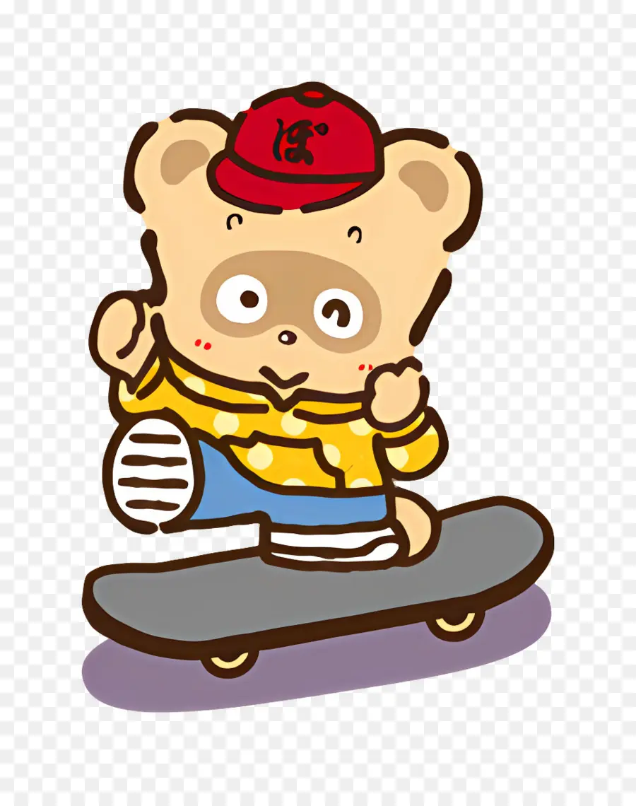 Pokopon，Tanuki Sur Planche à Roulettes PNG