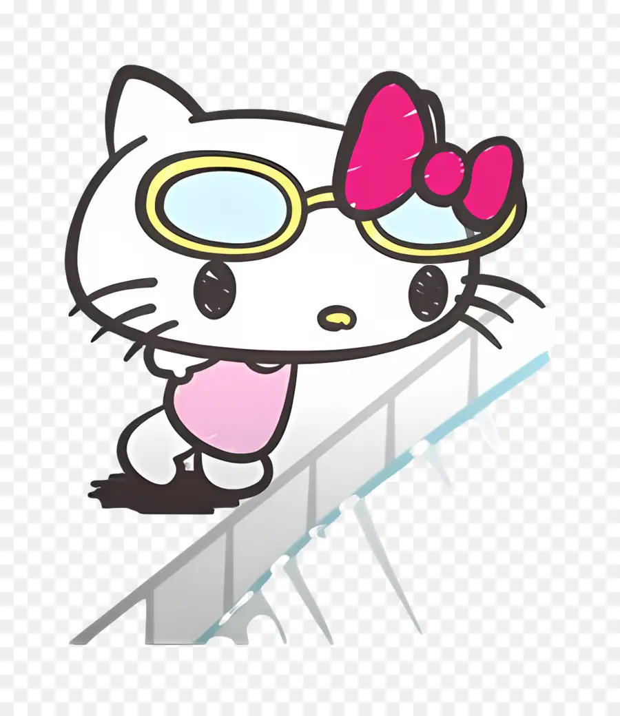 Bonjour Kitty，Chat Blanc Avec Des Lunettes PNG